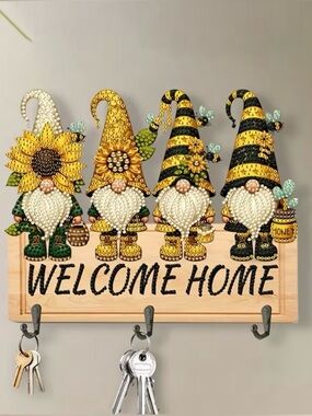 Handcrafted Rhinestone Embellished Welcome Home Wall Hook